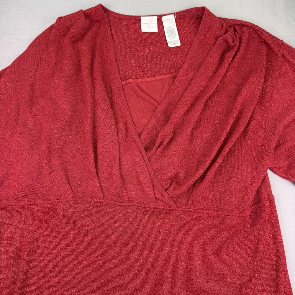Emma James Women's Beautiful Red Sparkle Holiday Top -‎ Size 3X
